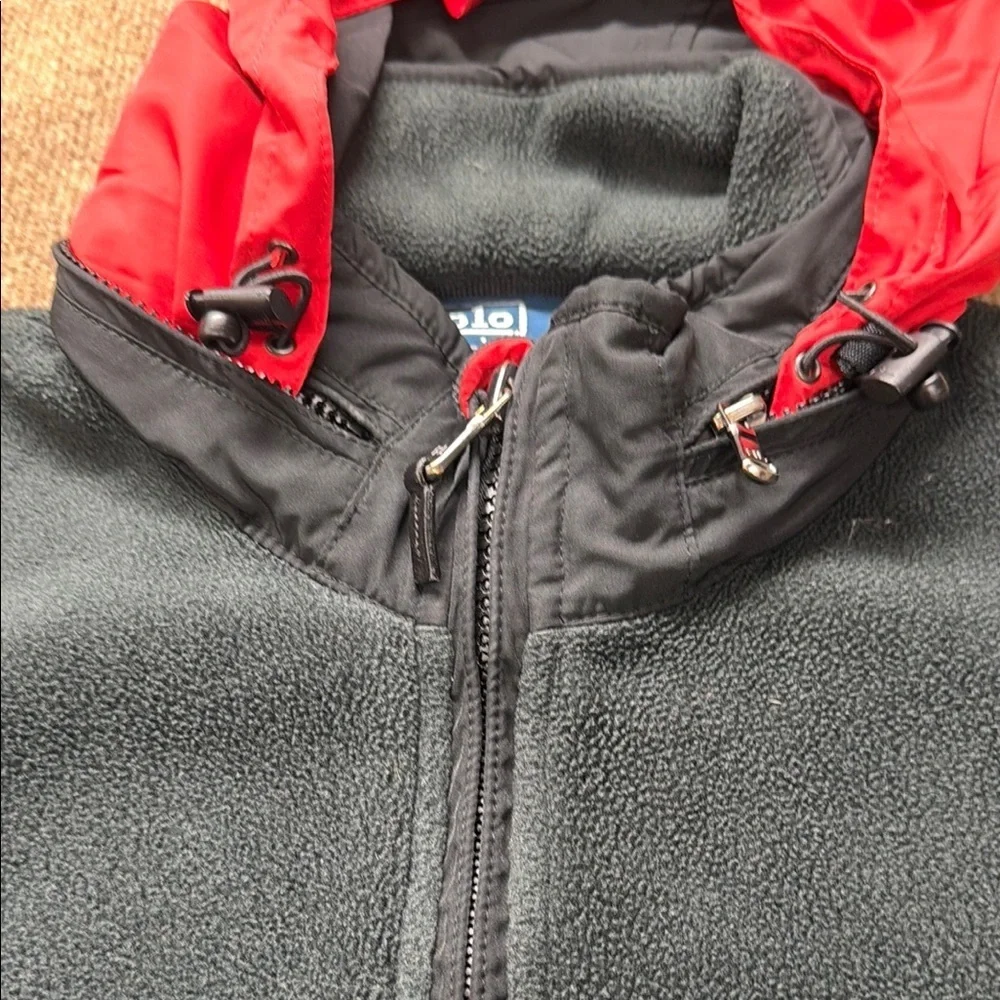 Polo Ralph Lauren Hoodie Mens X-LARGE Black Full Zip Sweater Activewear VTG